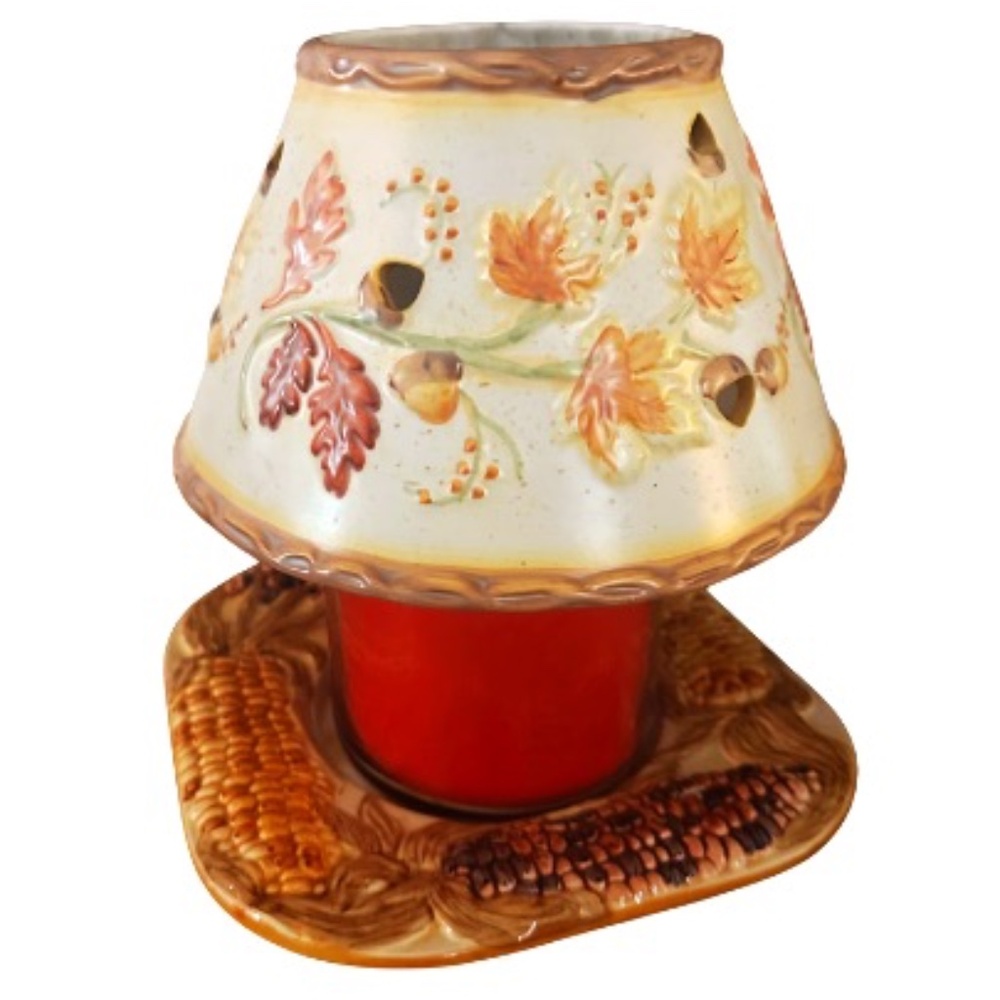 Yankee Candle Autumn Ceramic Candle Shade + Tray Set – Fall Décor